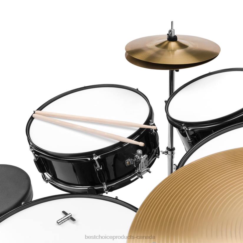 4LT21149 Black Best Choice Products 5-Piece Full Size Drum Set For Adults