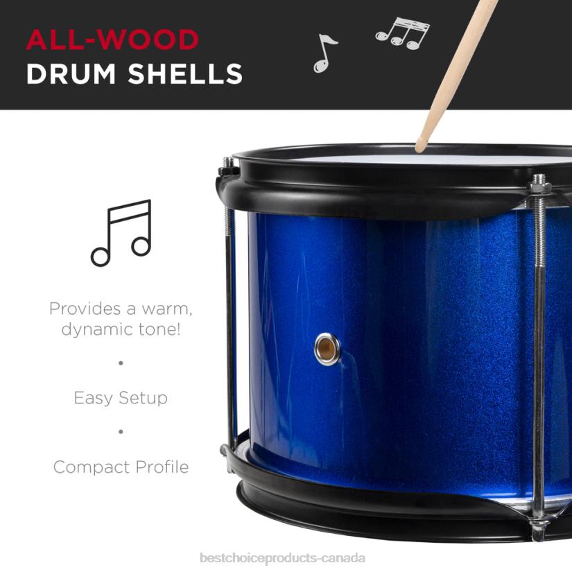 4LT2513 Blue Best Choice Products Kids Beginner 3-Piece Drum, Musical Instrument Set w/ Sticks, Stool, Pedal