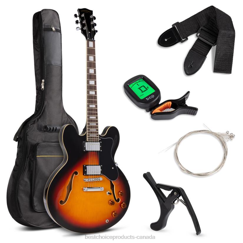4LT21036 Sunburst Best Choice Products All-Inclusive Semi-Hollow Body Electric Guitar Set