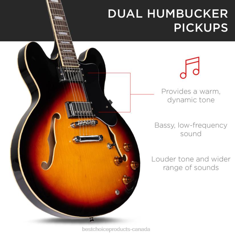 4LT21036 Sunburst Best Choice Products All-Inclusive Semi-Hollow Body Electric Guitar Set
