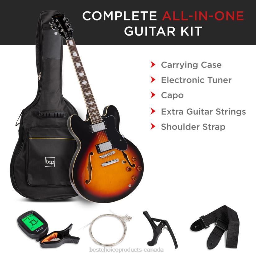 4LT21036 Sunburst Best Choice Products All-Inclusive Semi-Hollow Body Electric Guitar Set
