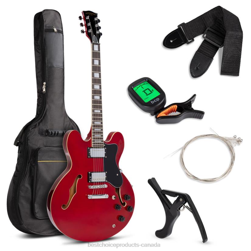 4LT21037 Red Best Choice Products All-Inclusive Semi-Hollow Body Electric Guitar Set