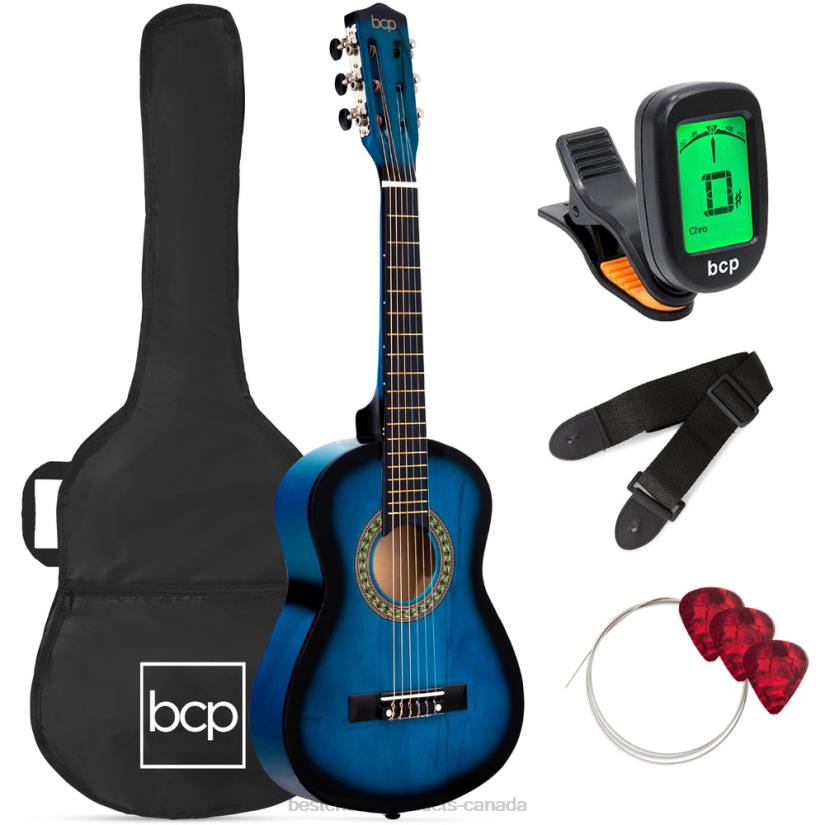 4LT21038 Blue Best Choice Products Kids Acoustic Guitar Beginner Starter Kit with Carrying Case