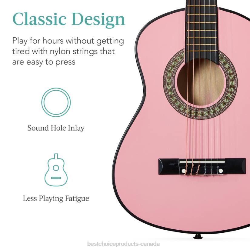 4LT21039 Pink Best Choice Products Kids Acoustic Guitar Beginner Starter Kit with Carrying Case