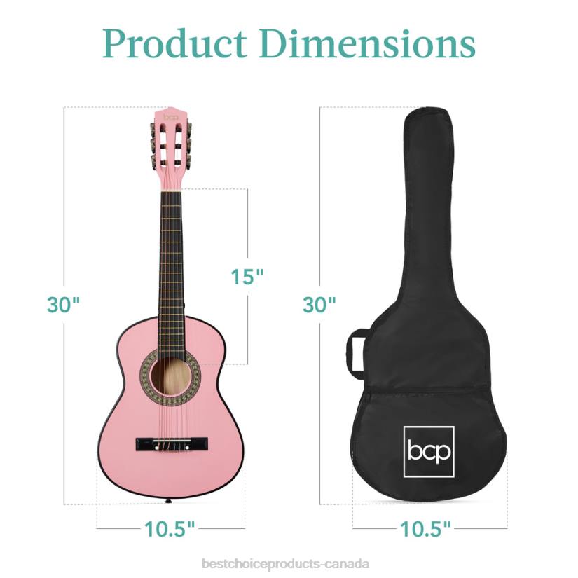 4LT21039 Pink Best Choice Products Kids Acoustic Guitar Beginner Starter Kit with Carrying Case
