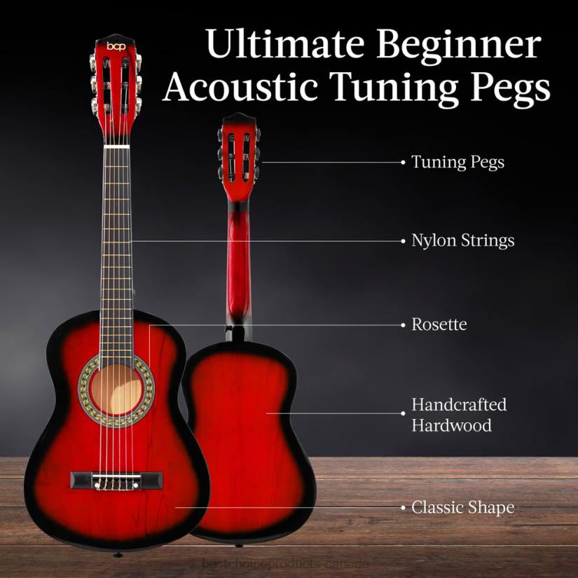 4LT21041 Redburst Best Choice Products Kids Acoustic Guitar Beginner Starter Kit with Carrying Case