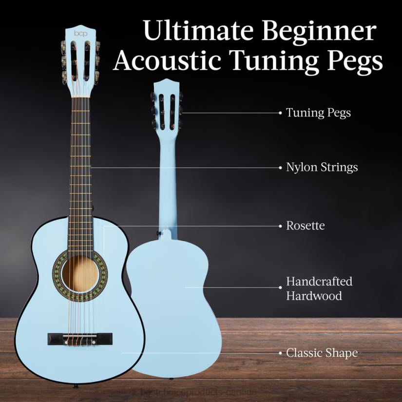 4LT21043 Light Blue Best Choice Products Kids Acoustic Guitar Beginner Starter Kit with Carrying Case