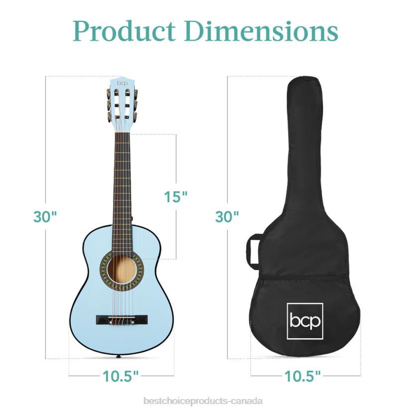 4LT21043 Light Blue Best Choice Products Kids Acoustic Guitar Beginner Starter Kit with Carrying Case
