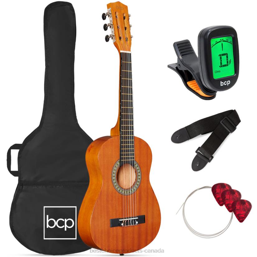 4LT21045 Natural Mahogany Best Choice Products Kids Acoustic Guitar Beginner Starter Kit with Carrying Case