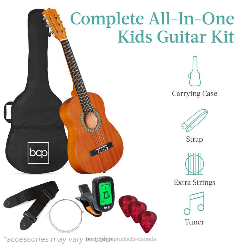 4LT21045 Natural Mahogany Best Choice Products Kids Acoustic Guitar Beginner Starter Kit with Carrying Case