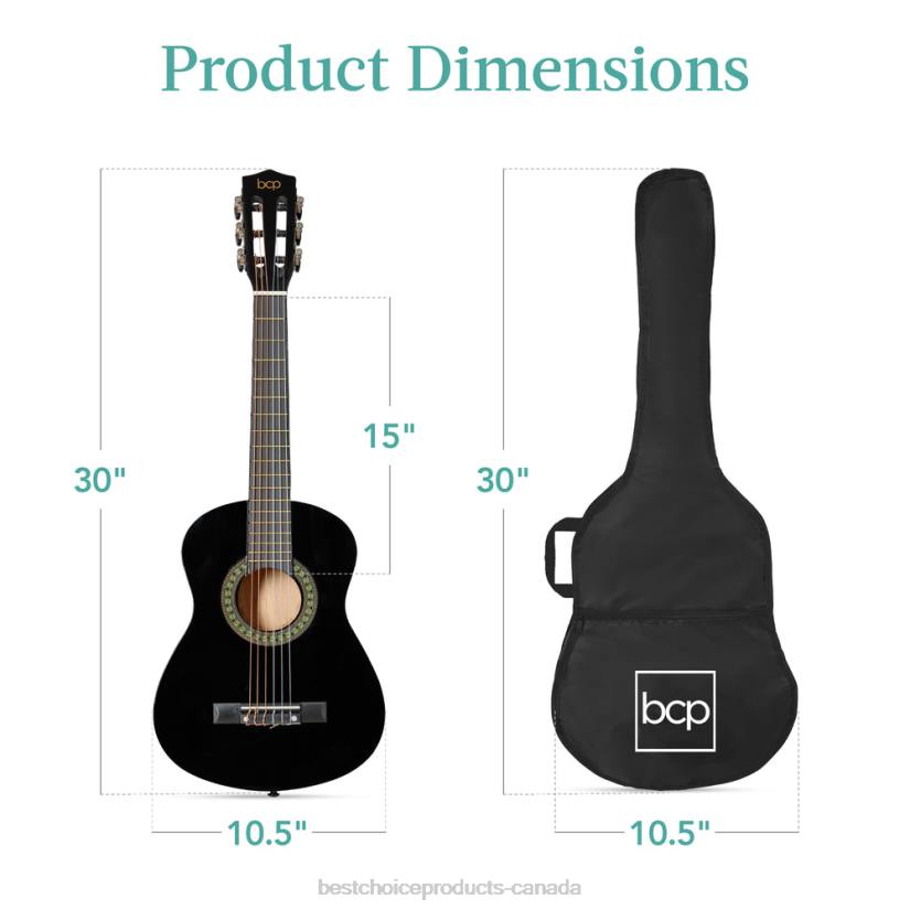 4LT21046 Black Best Choice Products Kids Acoustic Guitar Beginner Starter Kit with Carrying Case