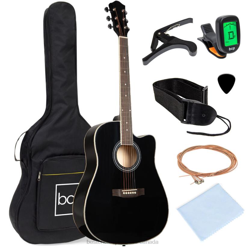 4LT21066 Black Best Choice Products Full Size Beginner Acoustic Guitar Set with Case, Strap, Capo