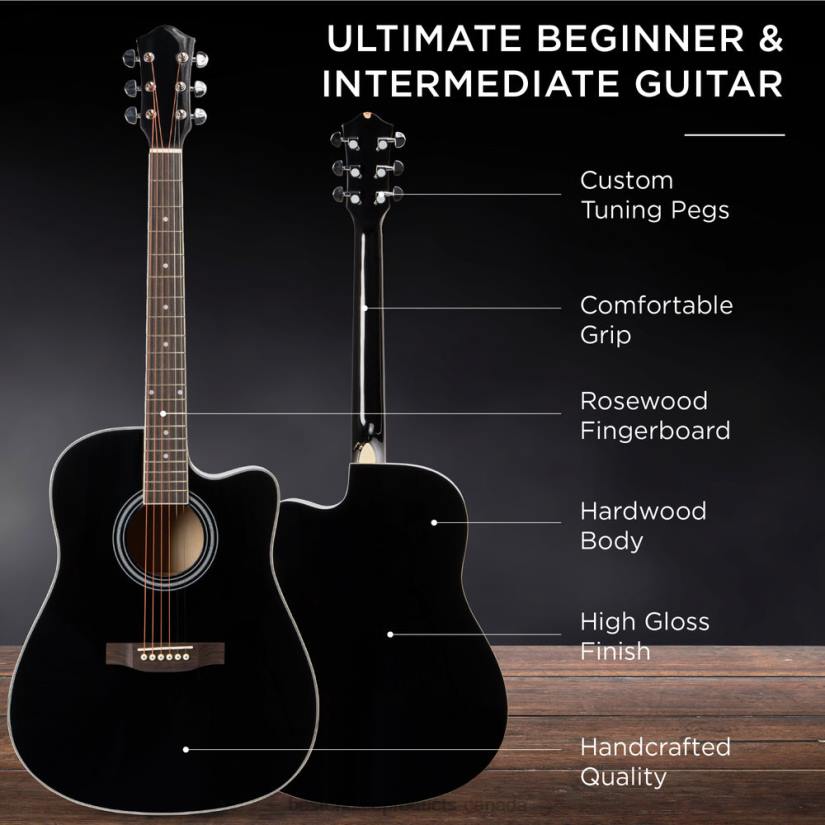 4LT21066 Black Best Choice Products Full Size Beginner Acoustic Guitar Set with Case, Strap, Capo