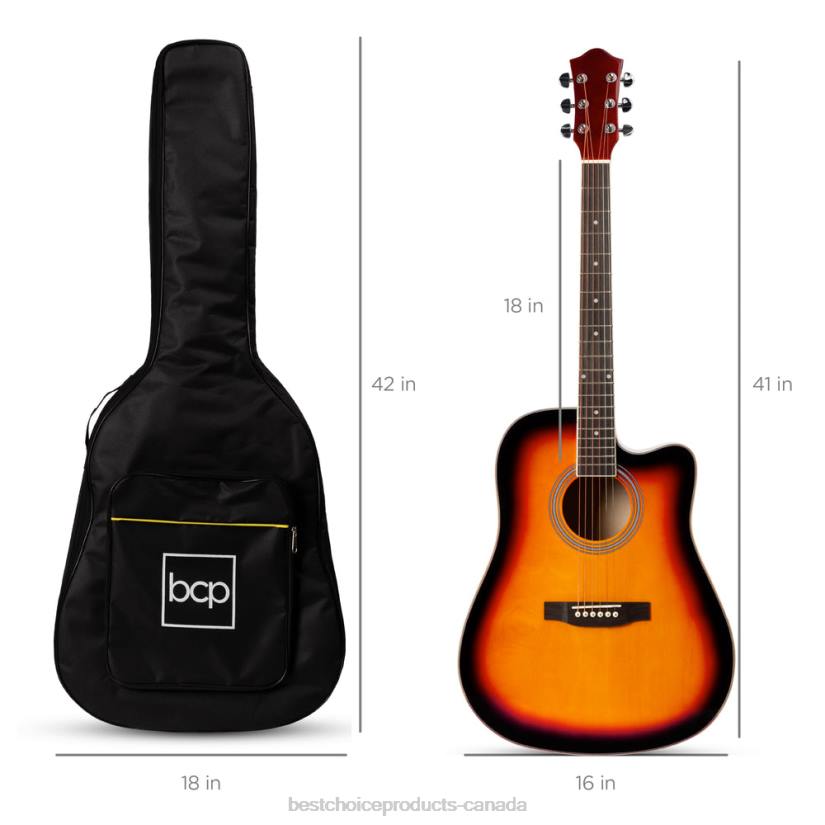 4LT21067 Sunburst Best Choice Products Full Size Beginner Acoustic Guitar Set with Case, Strap, Capo