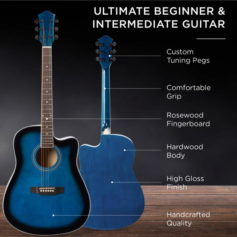 4LT21068 Blue Best Choice Products Full Size Beginner Acoustic Guitar Set with Case, Strap, Capo