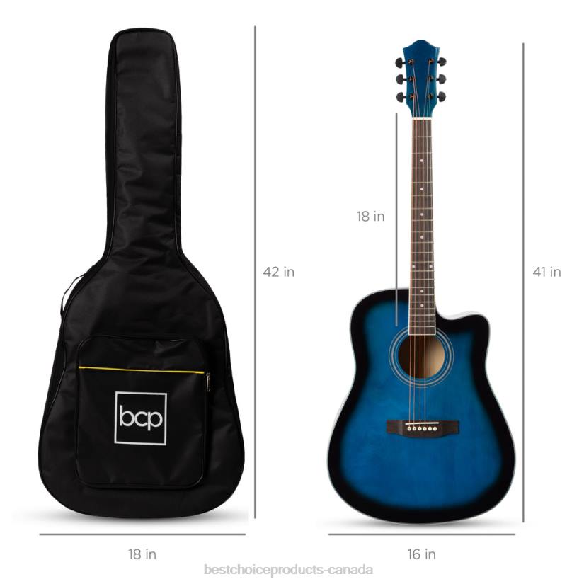 4LT21068 Blue Best Choice Products Full Size Beginner Acoustic Guitar Set with Case, Strap, Capo