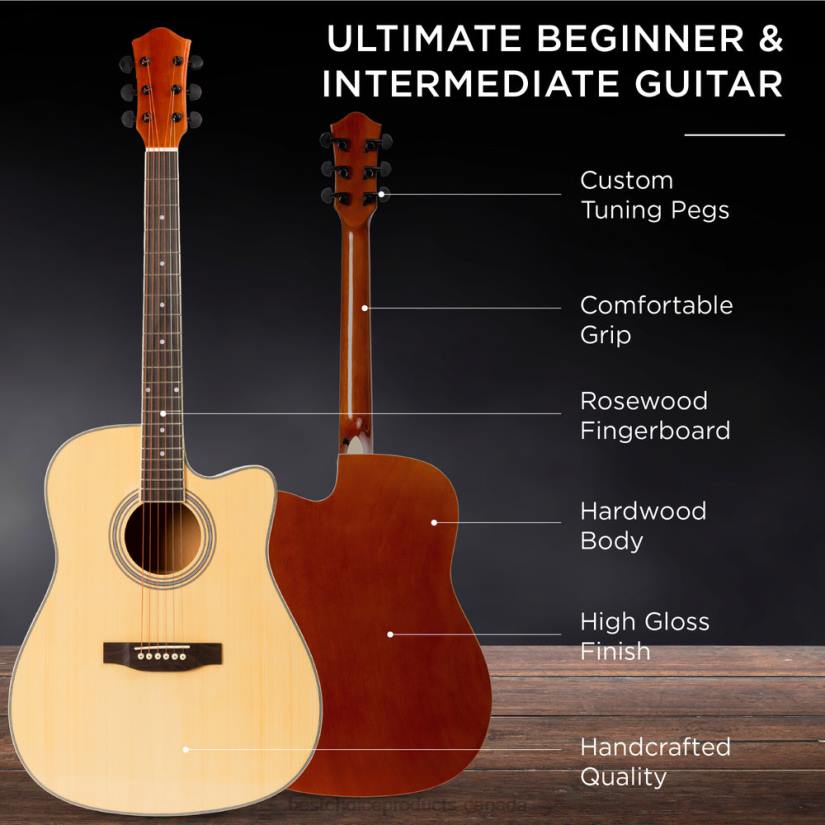 4LT21069 Natural Best Choice Products Full Size Beginner Acoustic Guitar Set with Case, Strap, Capo
