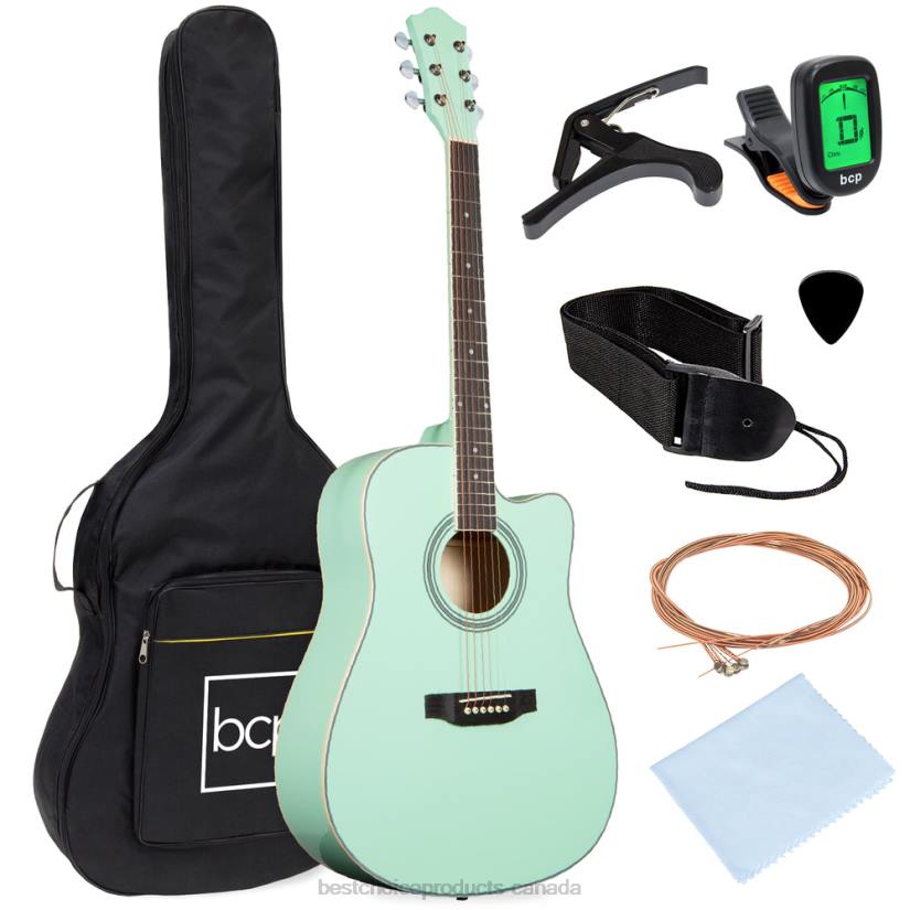 4LT21070 SoCal Green Best Choice Products Full Size Beginner Acoustic Guitar Set with Case, Strap, Capo