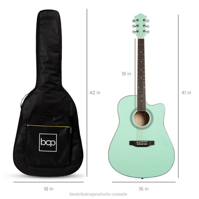 4LT21070 SoCal Green Best Choice Products Full Size Beginner Acoustic Guitar Set with Case, Strap, Capo