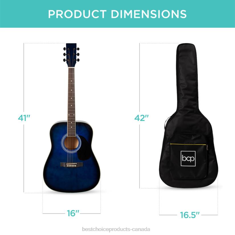 4LT21075 Blue Best Choice Products 41in Acoustic Guitar Starter Kit w/ Digital Tuner, Padded Case, Picks, Strap