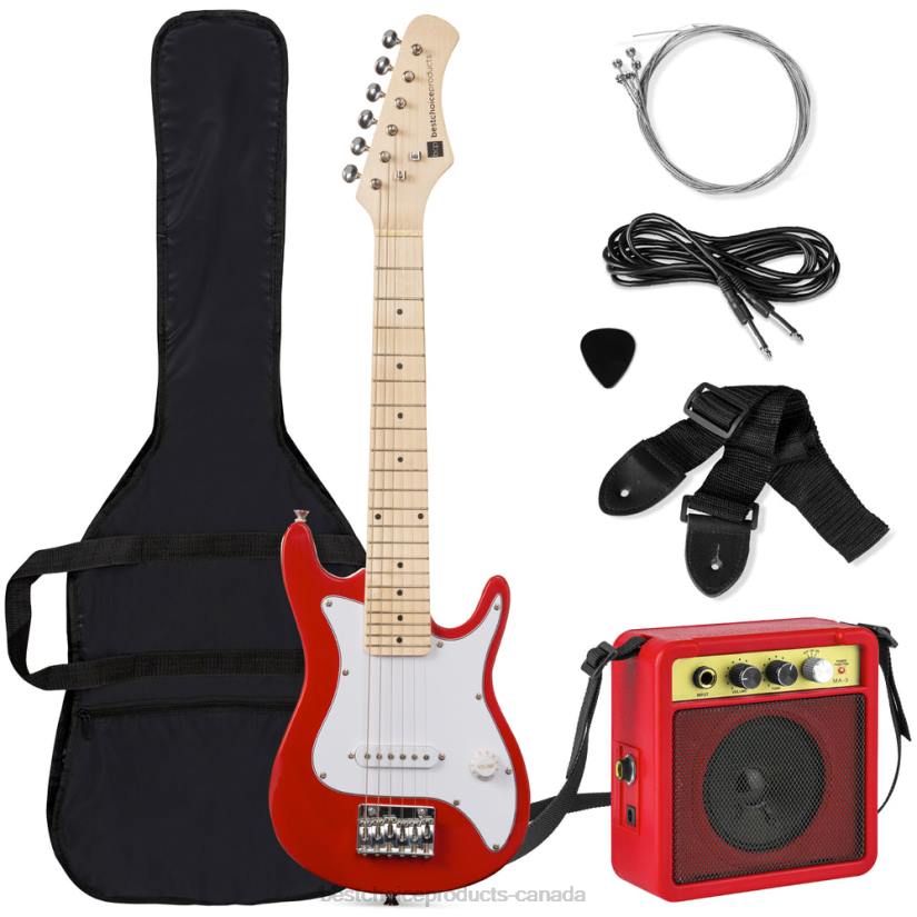 4LT21083 Red Best Choice Products Kids Electric Guitar Beginner Starter Kit w/ 5W Amplifier