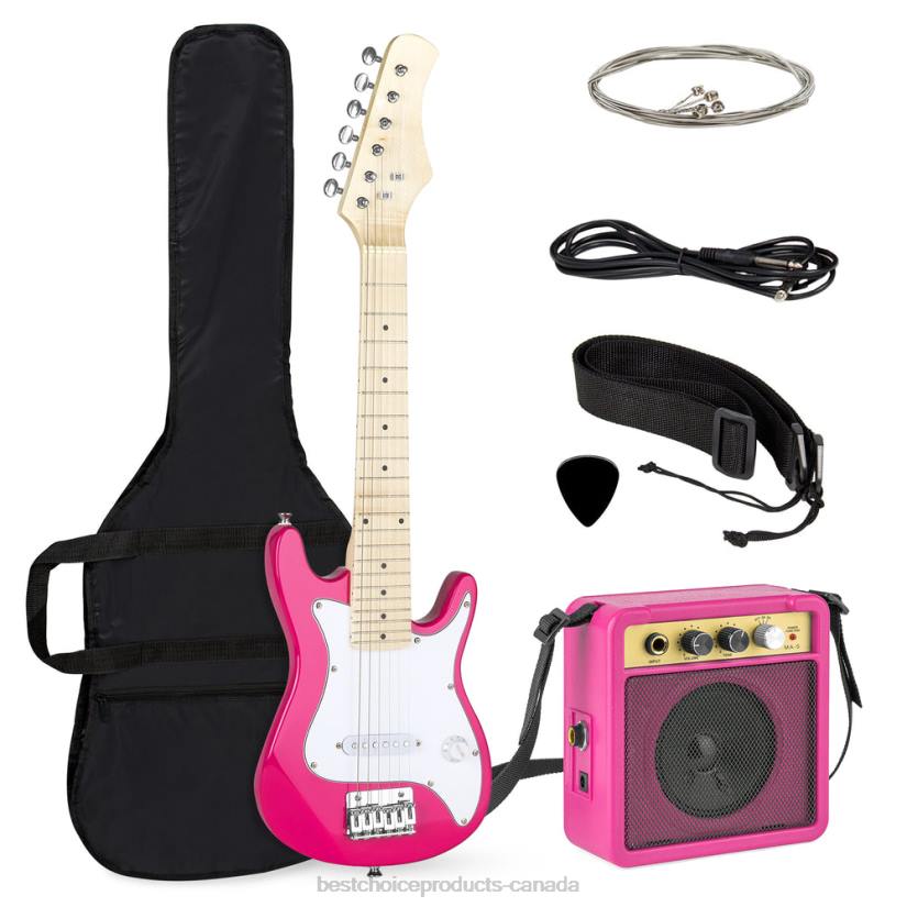 4LT21084 White/Pink Best Choice Products Kids Electric Guitar Beginner Starter Kit w/ 5W Amplifier