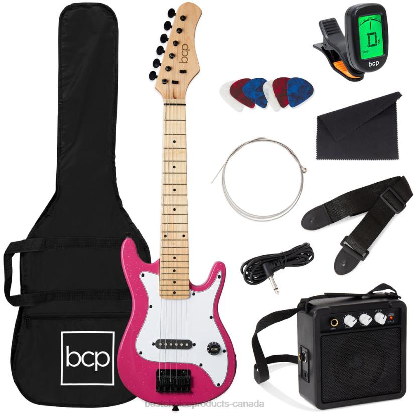 4LT21087 Pink Sparkle Best Choice Products Kids Electric Guitar Beginner Starter Kit w/ 5W Amplifier