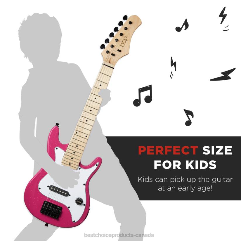 4LT21087 Pink Sparkle Best Choice Products Kids Electric Guitar Beginner Starter Kit w/ 5W Amplifier