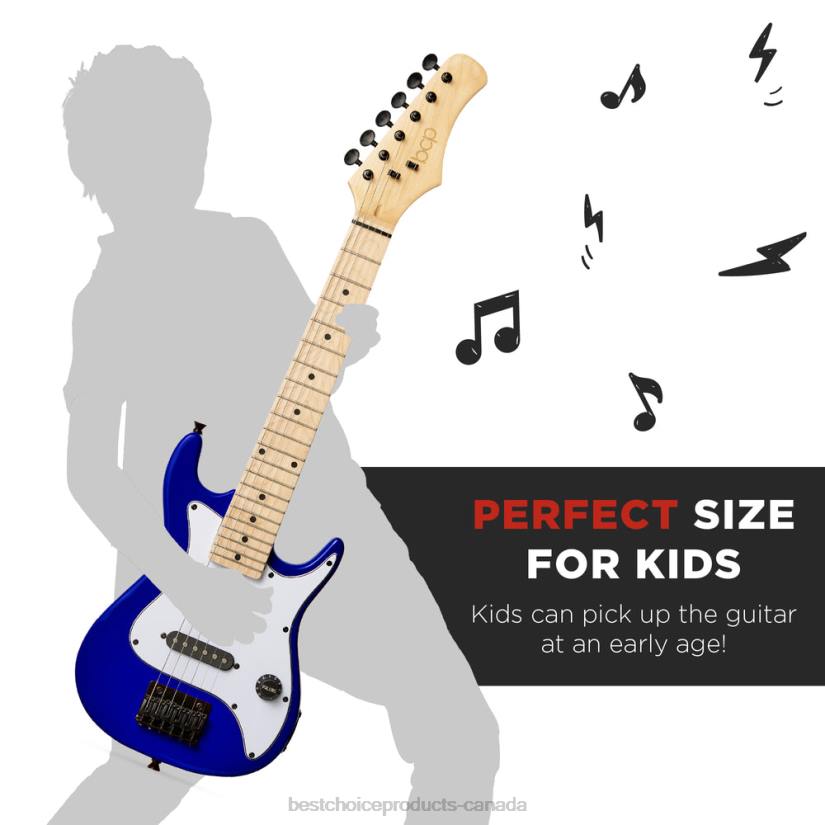 4LT21089 Metallic Blue Best Choice Products Kids Electric Guitar Beginner Starter Kit w/ 5W Amplifier