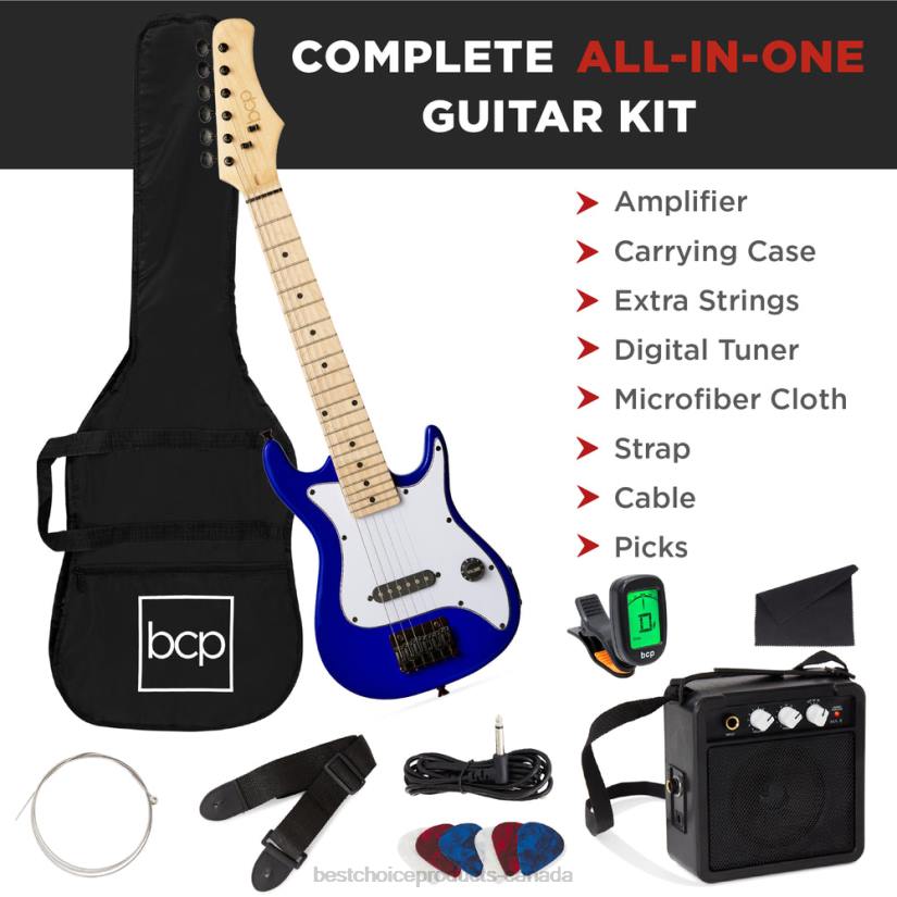 4LT21089 Metallic Blue Best Choice Products Kids Electric Guitar Beginner Starter Kit w/ 5W Amplifier