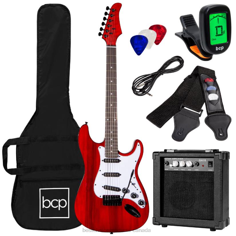 4LT21097 Cherry Red Best Choice Products Beginner Electric Guitar Kit w/ Case, 10W Amp, Tremolo Bar