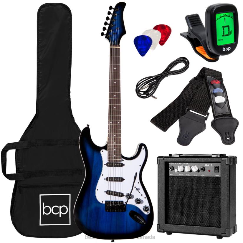 4LT21098 Hollywood Blue Best Choice Products Beginner Electric Guitar Kit w/ Case, 10W Amp, Tremolo Bar
