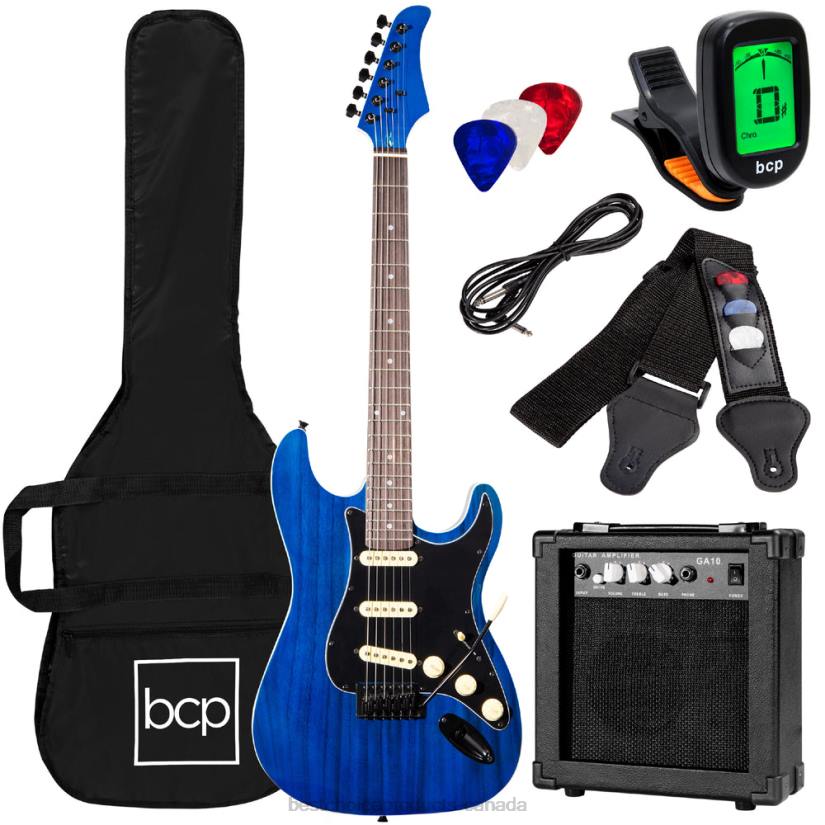 4LT21100 Midnight Blue Best Choice Products Beginner Electric Guitar Kit w/ Case, 10W Amp, Tremolo Bar
