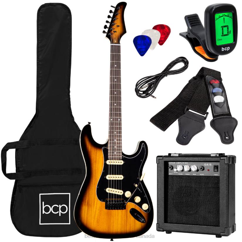 4LT21103 Sunburst Best Choice Products Beginner Electric Guitar Kit w/ Case, 10W Amp, Tremolo Bar
