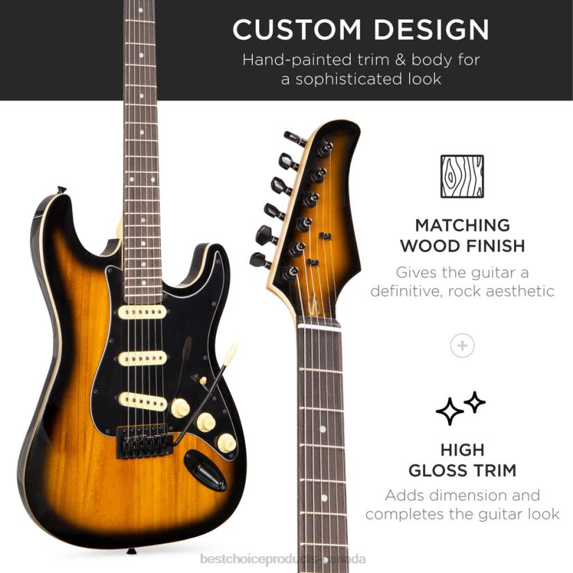 4LT21103 Sunburst Best Choice Products Beginner Electric Guitar Kit w/ Case, 10W Amp, Tremolo Bar