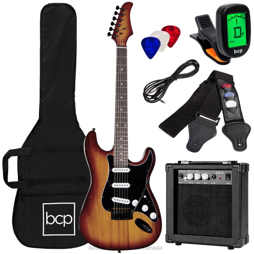 4LT21104 Bourbon Best Choice Products Beginner Electric Guitar Kit w/ Case, 10W Amp, Tremolo Bar