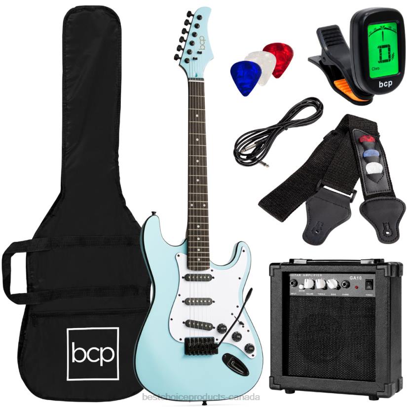 4LT21106 Powder Blue Best Choice Products Beginner Electric Guitar Kit w/ Case, 10W Amp, Tremolo Bar