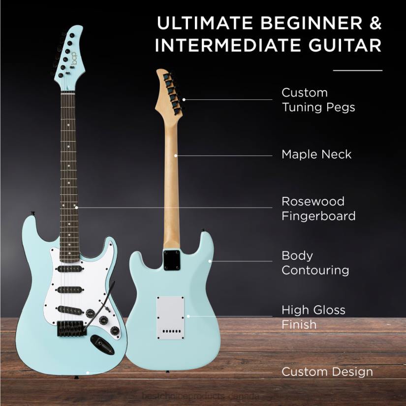 4LT21106 Powder Blue Best Choice Products Beginner Electric Guitar Kit w/ Case, 10W Amp, Tremolo Bar