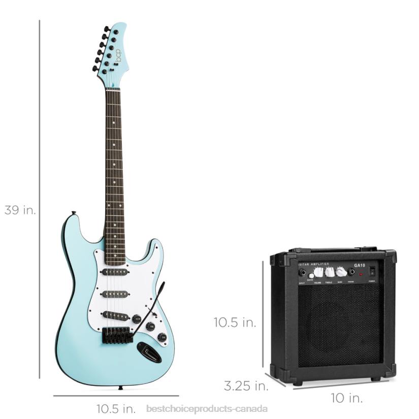 4LT21106 Powder Blue Best Choice Products Beginner Electric Guitar Kit w/ Case, 10W Amp, Tremolo Bar