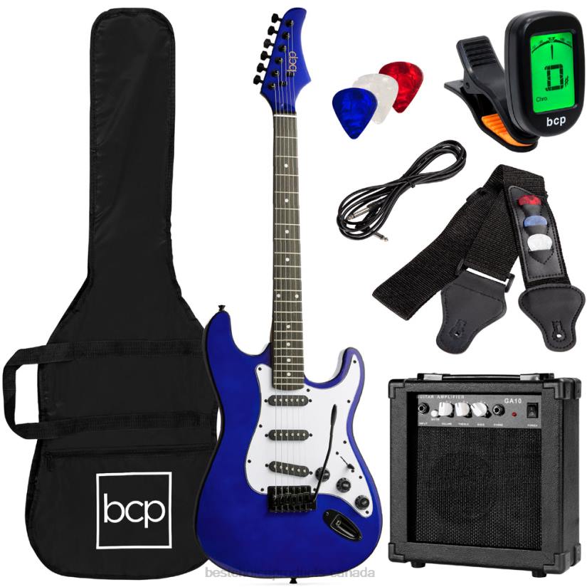 4LT21107 Metallic Blue Best Choice Products Beginner Electric Guitar Kit w/ Case, 10W Amp, Tremolo Bar