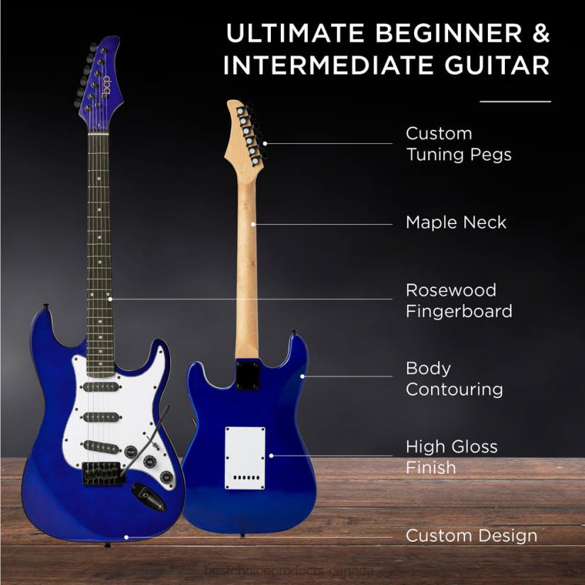 4LT21107 Metallic Blue Best Choice Products Beginner Electric Guitar Kit w/ Case, 10W Amp, Tremolo Bar