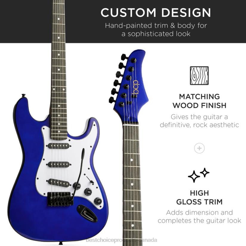 4LT21107 Metallic Blue Best Choice Products Beginner Electric Guitar Kit w/ Case, 10W Amp, Tremolo Bar