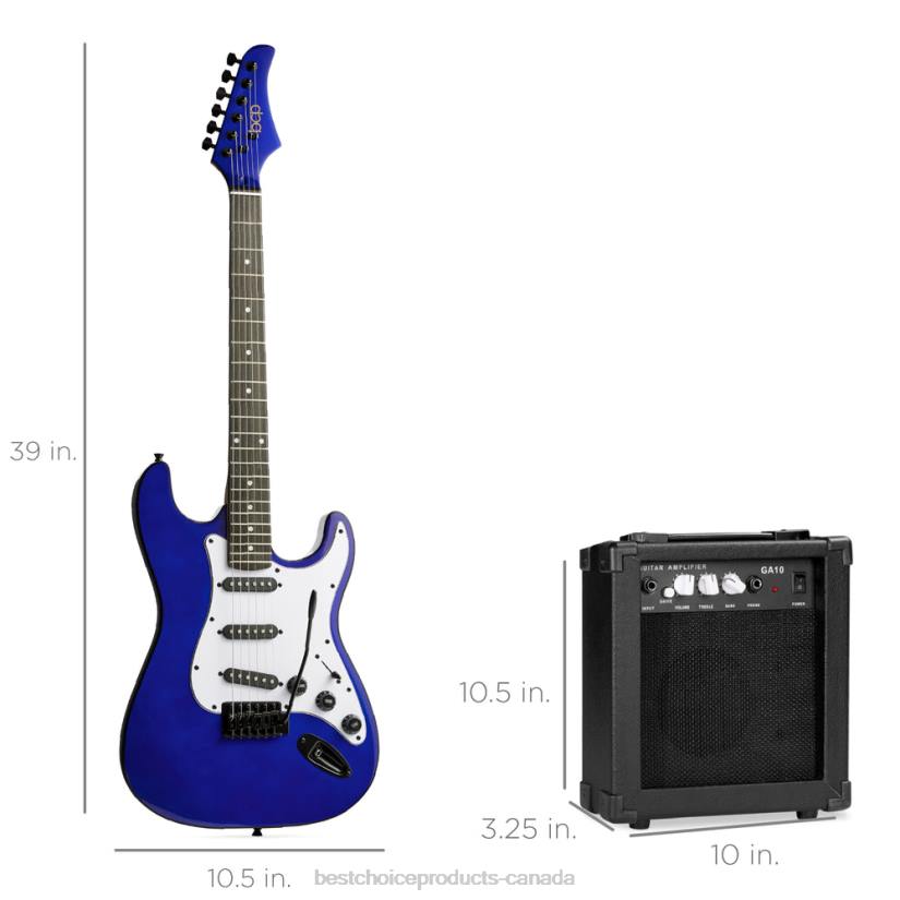 4LT21107 Metallic Blue Best Choice Products Beginner Electric Guitar Kit w/ Case, 10W Amp, Tremolo Bar