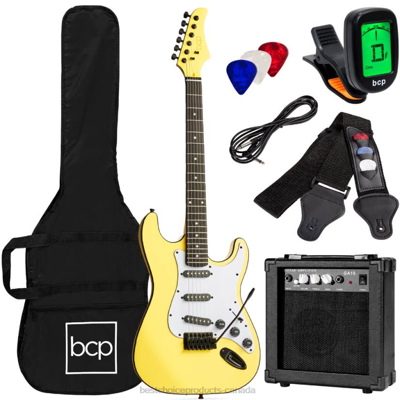 4LT21108 Yellow Best Choice Products Beginner Electric Guitar Kit w/ Case, 10W Amp, Tremolo Bar