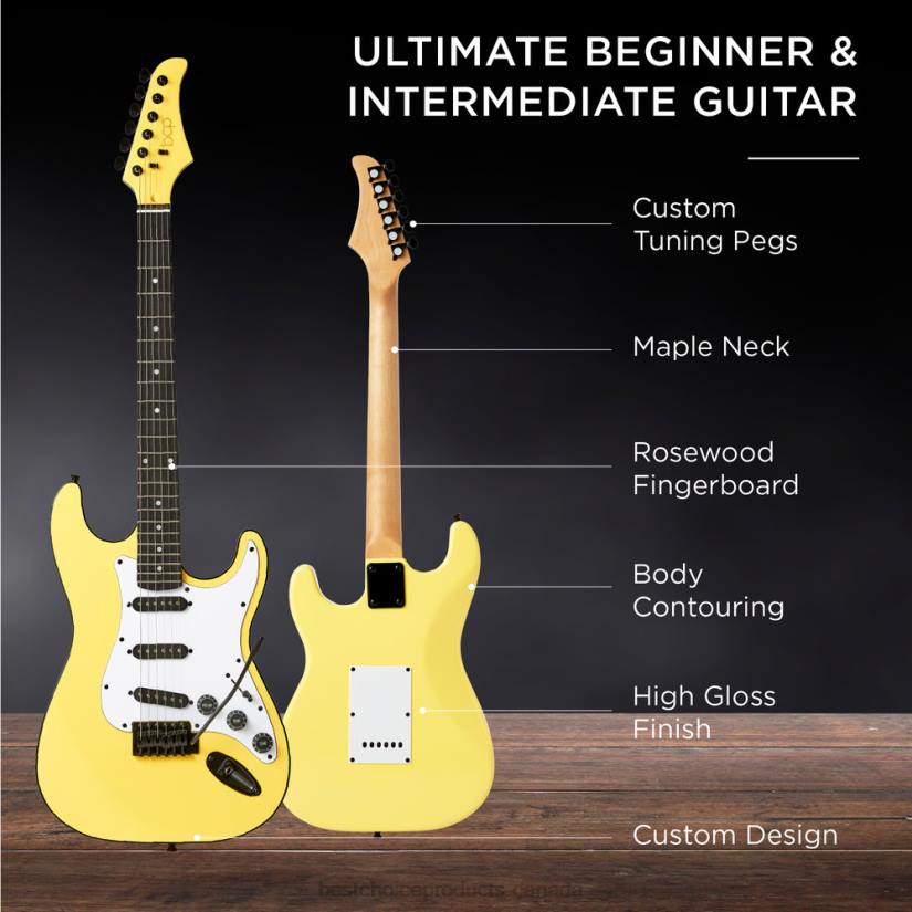 4LT21108 Yellow Best Choice Products Beginner Electric Guitar Kit w/ Case, 10W Amp, Tremolo Bar