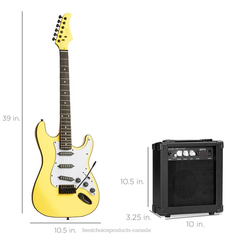 4LT21108 Yellow Best Choice Products Beginner Electric Guitar Kit w/ Case, 10W Amp, Tremolo Bar