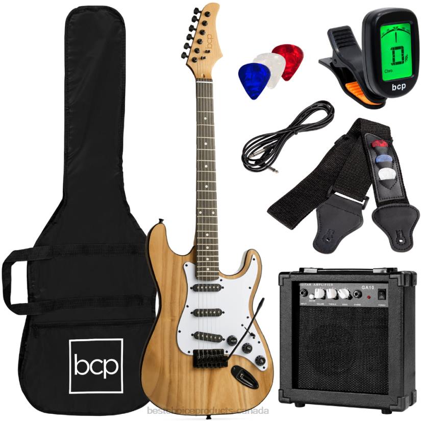 4LT21109 Natural Best Choice Products Beginner Electric Guitar Kit w/ Case, 10W Amp, Tremolo Bar