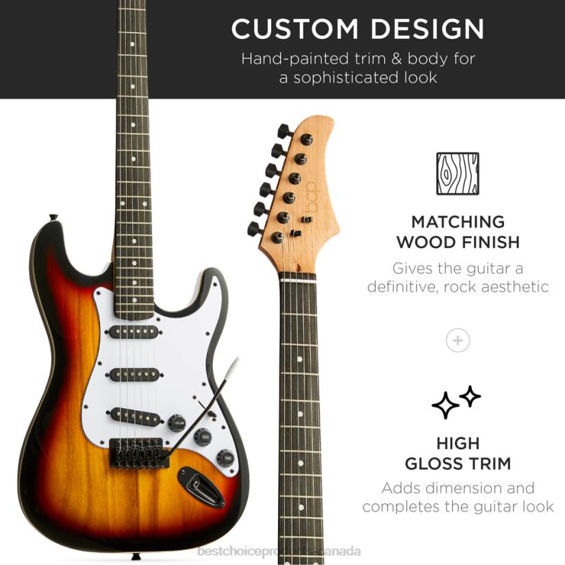 4LT21110 3 Color Sunburst Best Choice Products Beginner Electric Guitar Kit w/ Case, 10W Amp, Tremolo Bar