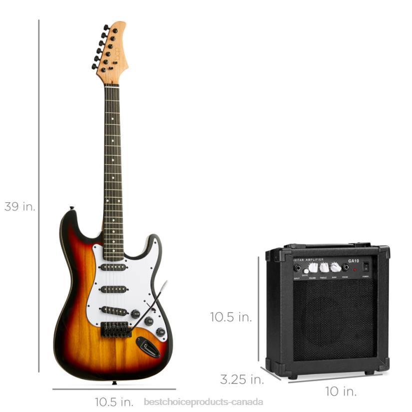 4LT21110 3 Color Sunburst Best Choice Products Beginner Electric Guitar Kit w/ Case, 10W Amp, Tremolo Bar