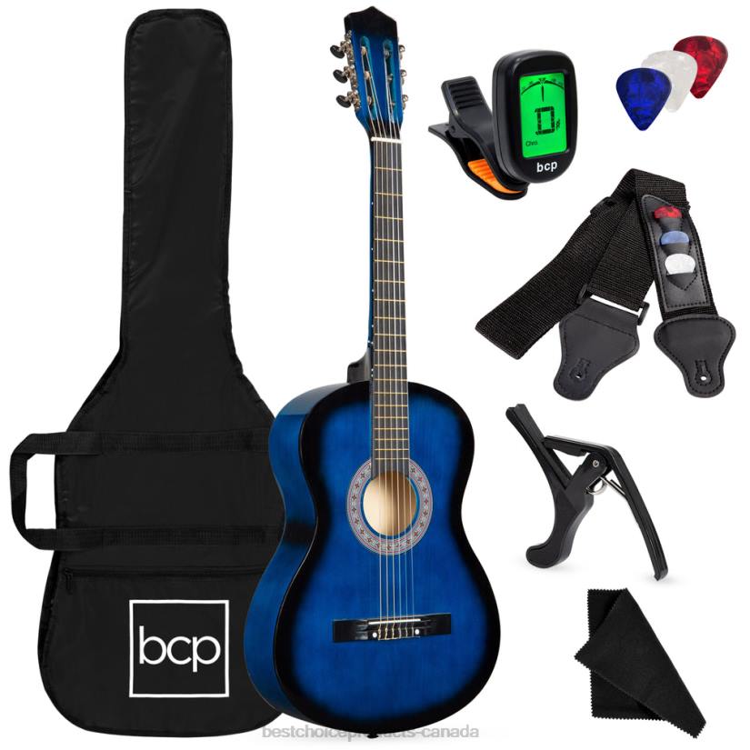 4LT21111 Blueburst Best Choice Products Beginner Acoustic Guitar Set w/ Case, Strap, Digital Tuner, Strings